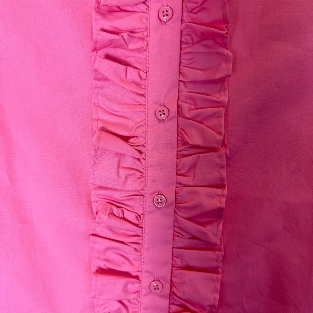 Taylor Tillman Cotton Poplin Pink Preppy Beach Ruffled Mini Dress sz S - Picture 5 of 9